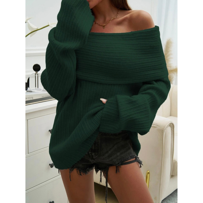 Cozy Off-Shoulder Ribbed Knit Sweater
