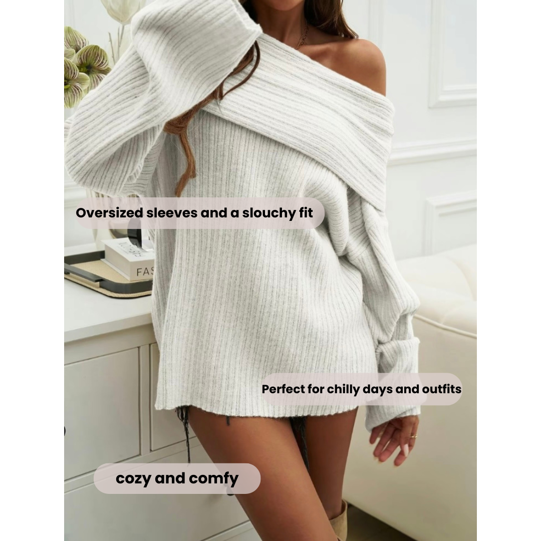 Cozy Off-Shoulder Ribbed Knit Sweater